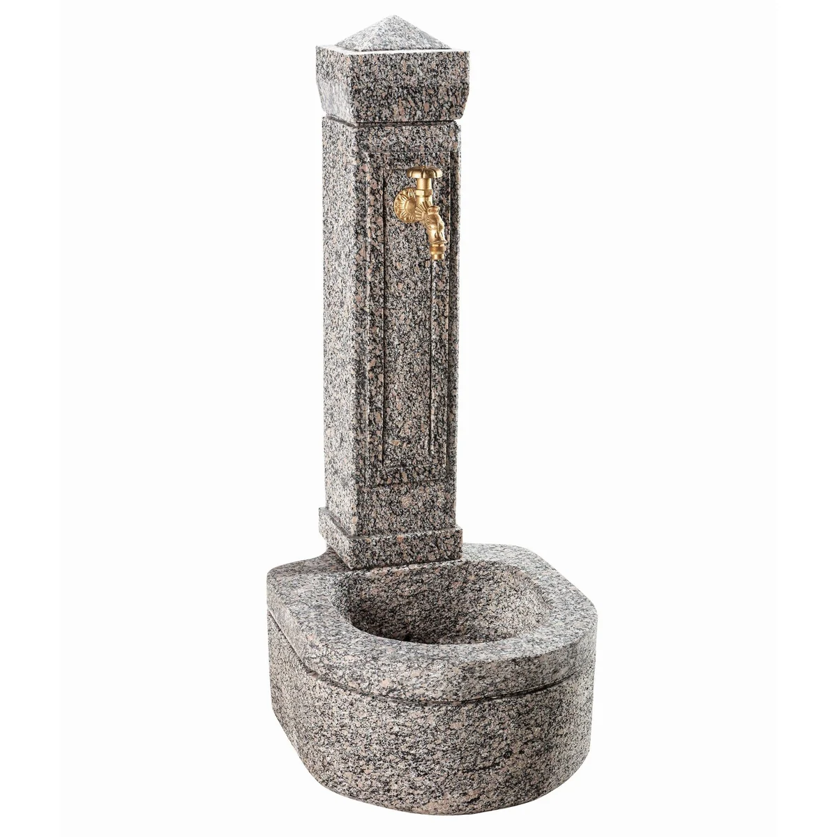 Dehner Gartenbrunnen Berlin, 110 x 45 x 60 cm, Granit, nostalgischer Wasserhahn