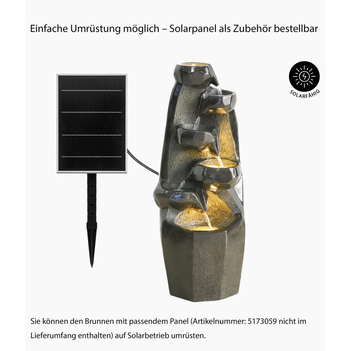 Dehner Gartenbrunnen Cala, Säulenförmiges Wasserspiel mit LED-Beleuchtung, Witterungsbeständig, Pflegeleicht 2