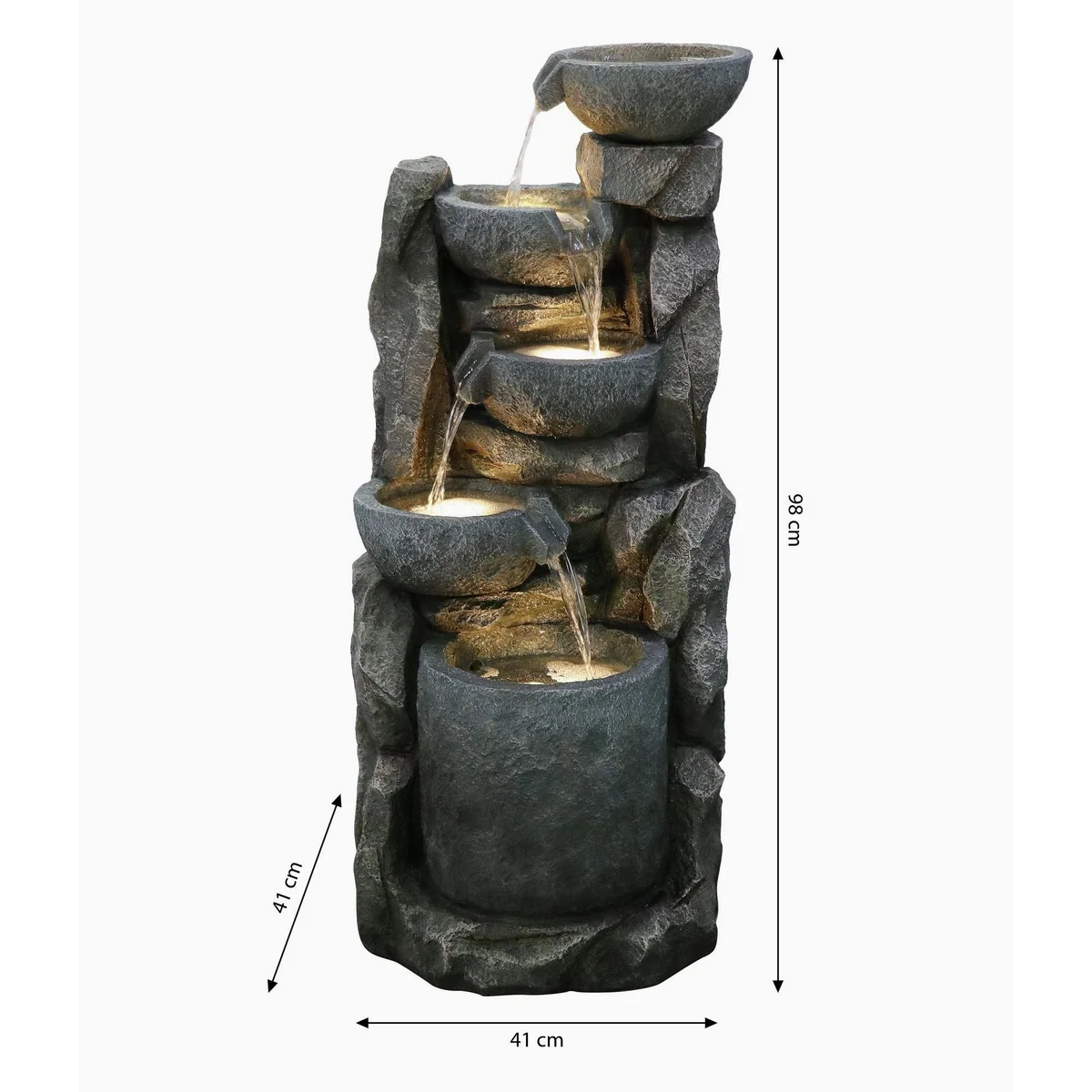 Dehner Gartenbrunnen Gresta, rustikales Design mit LED-Beleuchtung, 40,5 cm breit 4