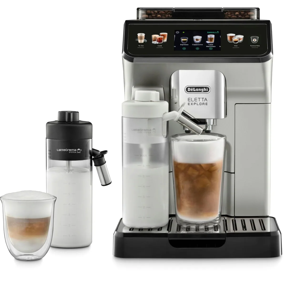 De'Longhi Eletta Explore ECAM450.55.S, 40 Rezepte, LatteCrema Cool System, 3,5" Touch-Display