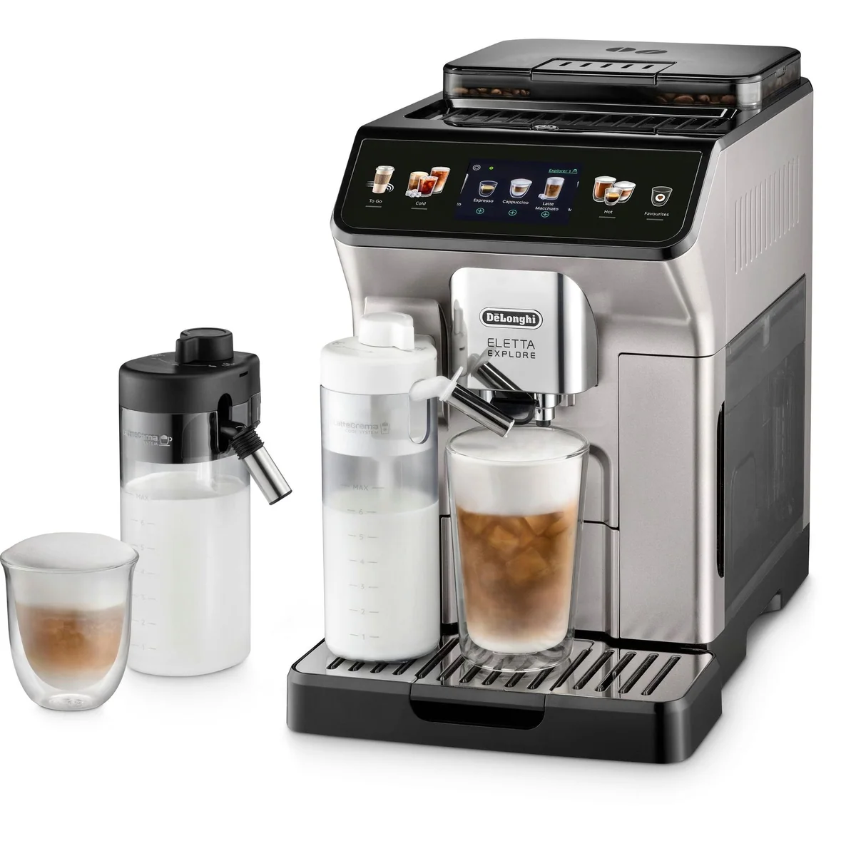 De'Longhi Eletta Explore ECAM450.55.S, 40 Rezepte, LatteCrema Cool System, 3,5" Touch-Display 3