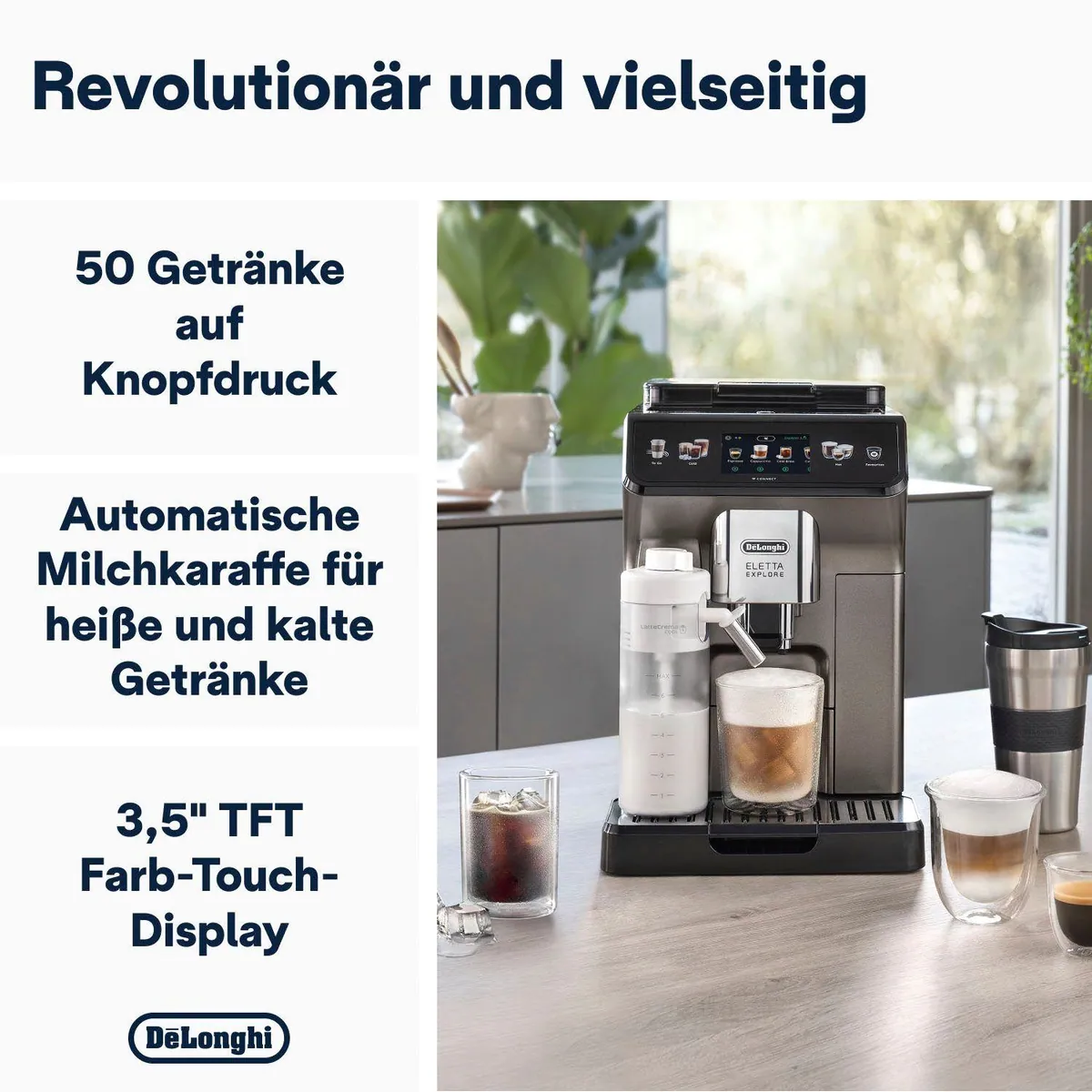 De'Longhi Eletta Explore Cold Brew ECAM450.86.T, Vielseitigkeit, 2 Karaffen, Cold Extraction Technology 3