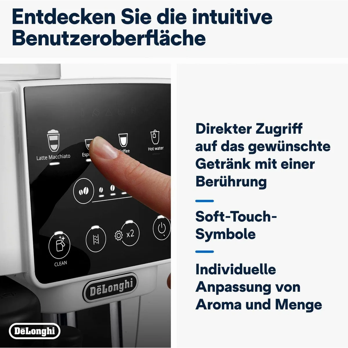 De'Longhi Magnifica Start ECAM220.61.W, 4 Rezepte, perfekter Milchschaum, automatisierte Reinigung 5