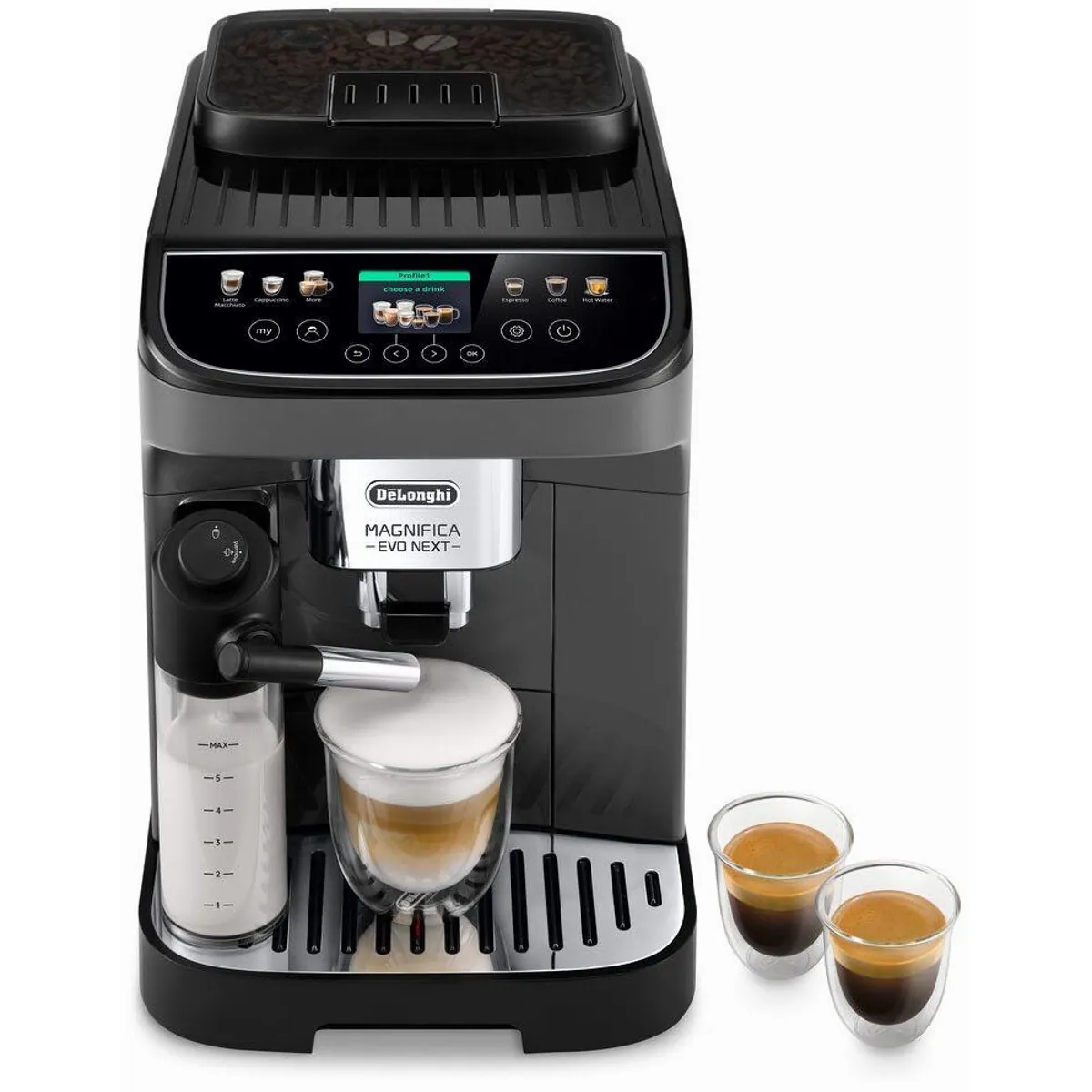 De'Longhi Magnifica Evo Next ECAM310.60.GB, Benutzerprofile, LatteCrema Milchsystem, TFT-Display