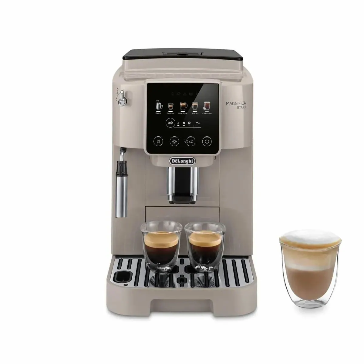 De'Longhi Magnifica Start Pop ECAM220.50.BG, 5 Rezepte, intuitives Touch-Bedienfeld, Milchschaumdüse