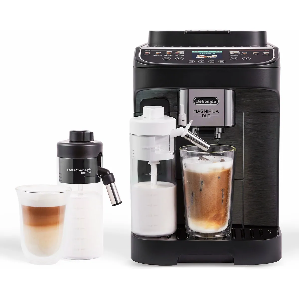 De'Longhi MAGNIFICA DUO ECAM330.80.BXB, 20 Rezepte, Cold Brew Funktion, 2 Milchkaraffen