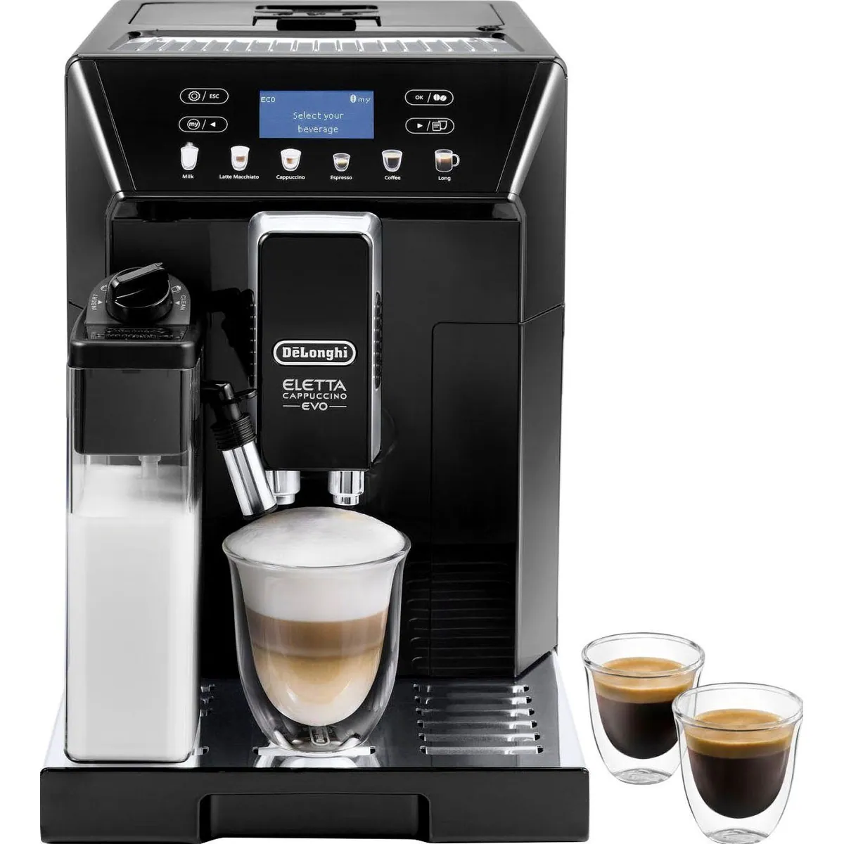 De'Longhi Eletta Evo ECAM46.860.B, vielseitige Kaffeezubereitung — Kaffeestärken, integriertes Mahlwerk, einfache Pflege