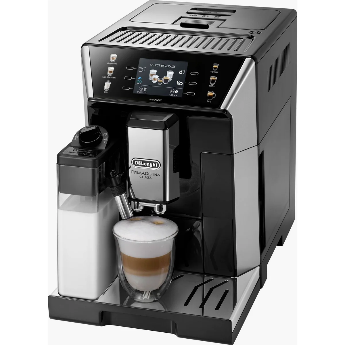 De'Longhi PrimaDonna Class ECAM550.65.SB, perfekter Milchschaum, 5 Kaffeestärken, 3,5'' Farbdisplay