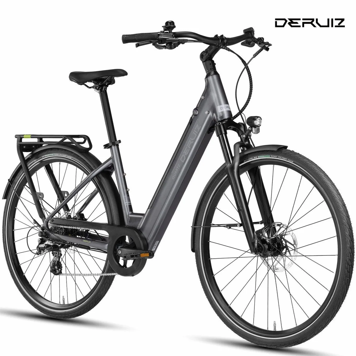 DERUIZ E-Bike Cityrad 28 Zoll, 644 Wh Akku, Drehmomentsensor, Shimano 8-Gang-Schaltung