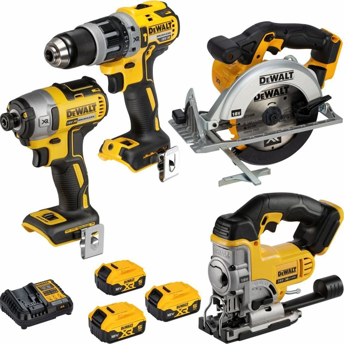 DeWalt DCK551P3T-QW Akku-Werkzeugset, 5-teilig, inklusive 3 Akkus und Ladegerät
