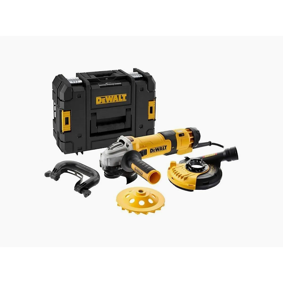 DeWalt DWE4257KT Winkelschleifer, 1500 W, 125 mm, inkl. Staubhaube & Diamant-Topfscheibe