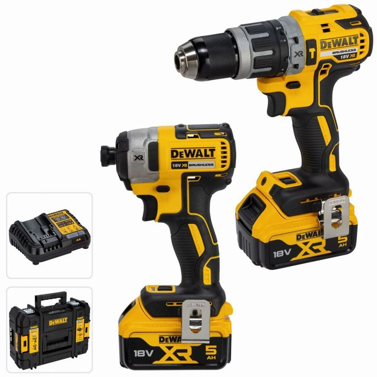 DeWalt DCK266P2T-QW Akku-Werkzeugset, bürstenlose Motoren, 2x 5,0 Ah Akkus, T-STAK-Box