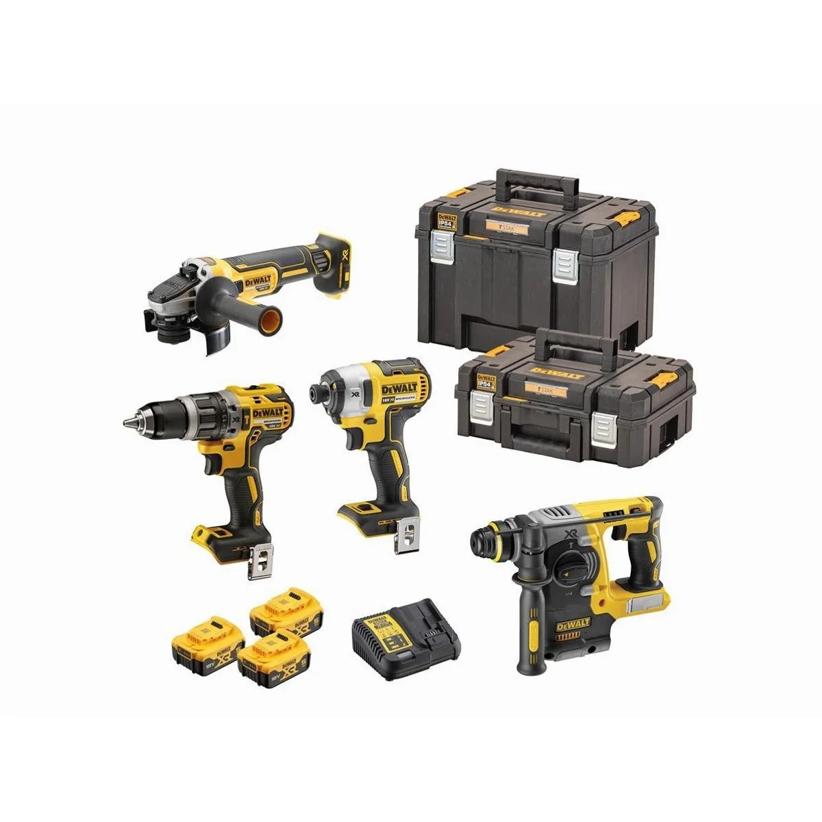 DeWalt 18V Akku-Kombopack, 4-teilig, inkl. 3 Akkus und Ladegerät
