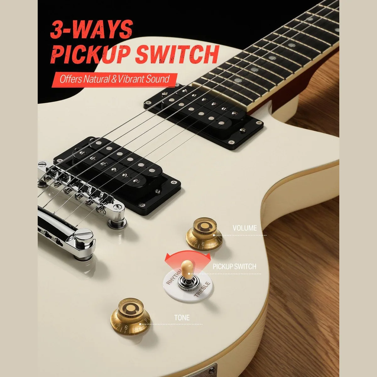 Donner DSC-128 E-Gitarre, 39 Zoll, H-H Pickups für Rock & Blues 3