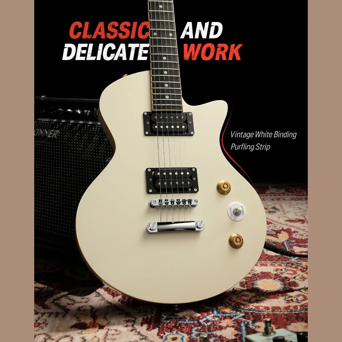 Donner DSC-128 E-Gitarre, 39 Zoll, H-H Pickups für Rock & Blues 4