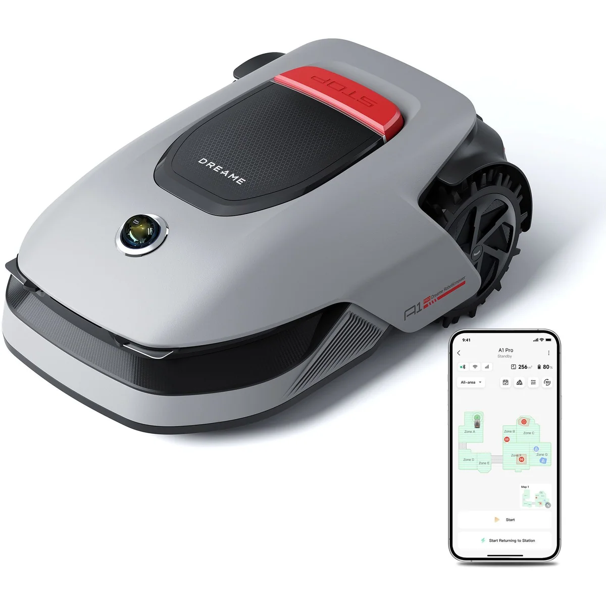 Dreame Mower A1 Pro, präzise Navigation, duales Kartenmanagement, U-förmige Mähstrategie
