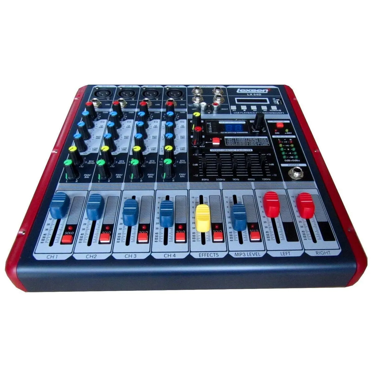 DSX Powermixer PA-Anlage, 2-Wege System mit 25 cm Lautsprechern — 1200 W Musikleistung, USB Player, Stativ 2