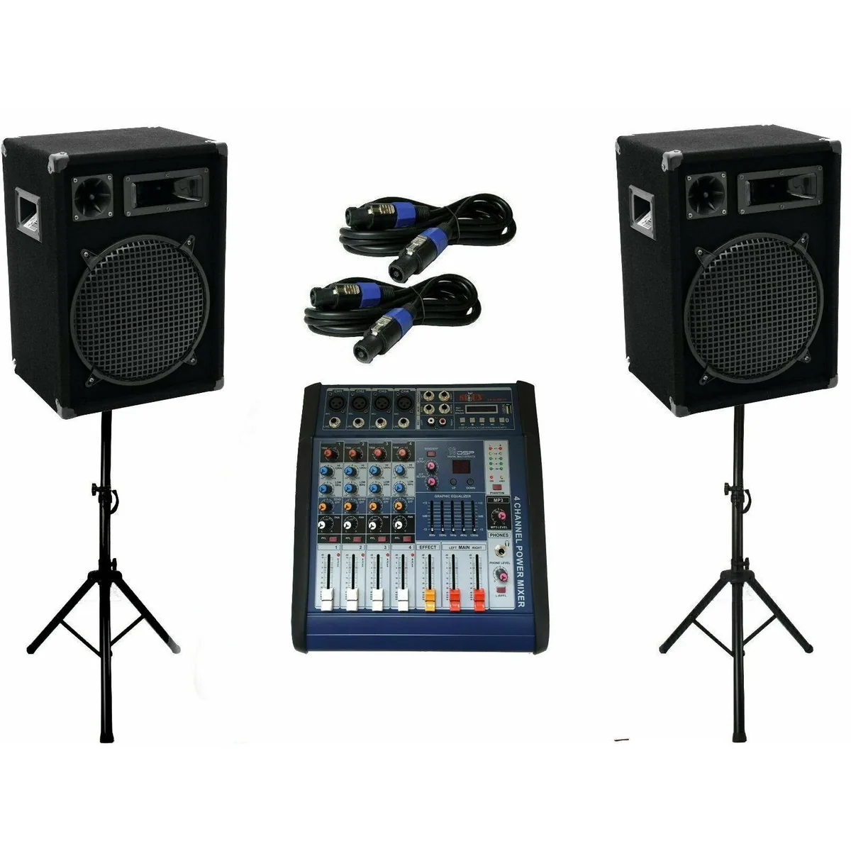 DSX PA-Set Powermixer 2-Wege Lautsprecher, 1700 W Leistung, USB-Anschluss