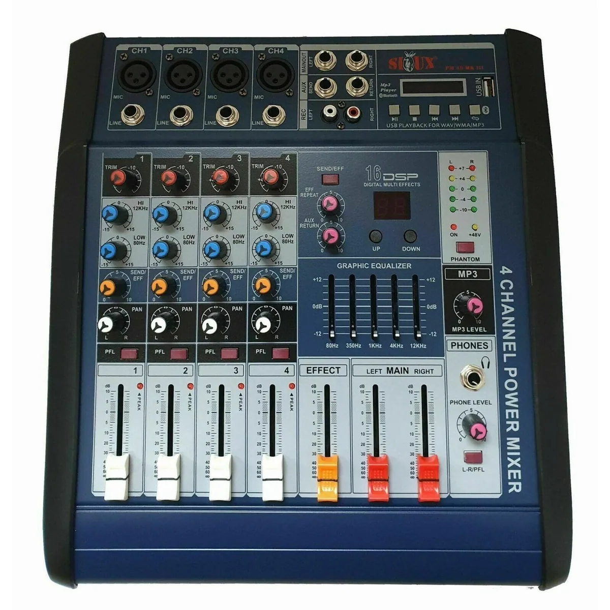 DSX PA-Set Powermixer 2-Wege Lautsprecher, 1700 W Leistung, USB-Anschluss 4