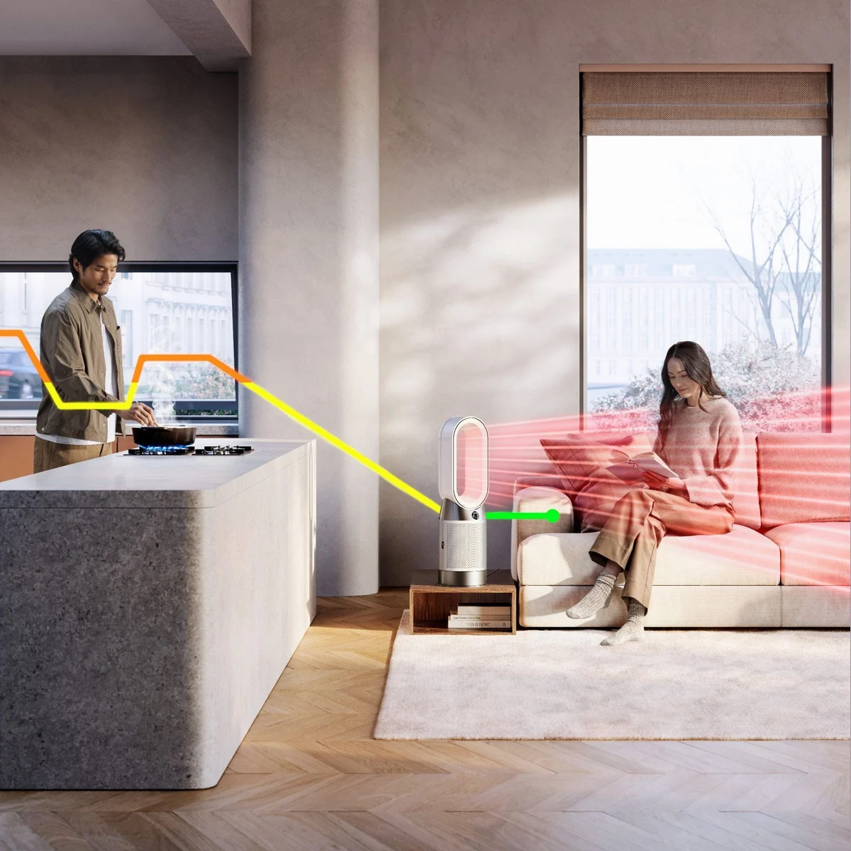 DYSON Purifier Hot+Cool HP1, Luftreiniger, Heizlüfter & Ventilator — 3-in-1 Funktion, Echtzeitanalyse, App-Steuerung 3