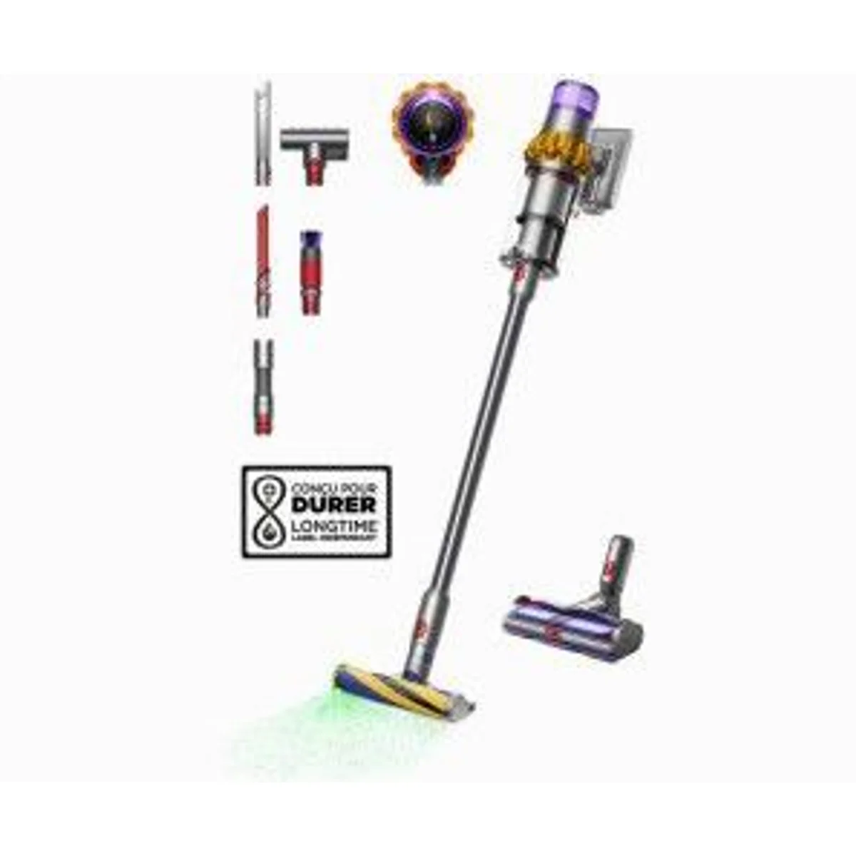 Dyson V15 Detect Absolute, intelligente Staubsaugertechnologie, hohe Saugleistung, umfangreiches Zubehör