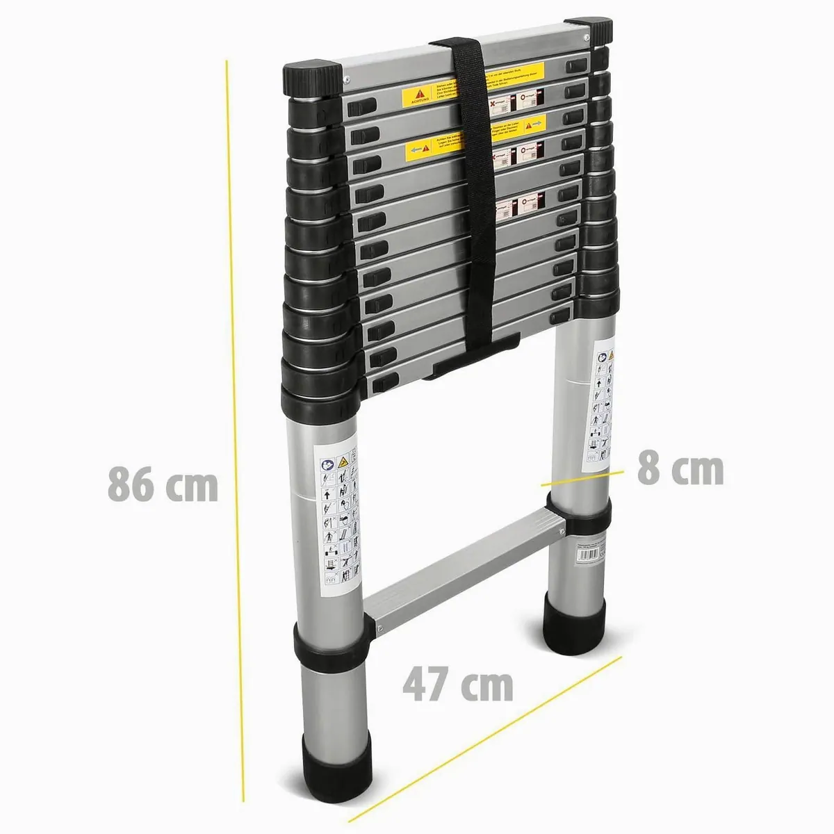 EAXUS Teleskopleiter, Aluminium, 3,8 m ausziehbar, rutschfeste Sprossen 2