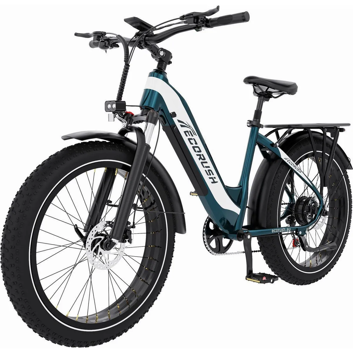 ECORUSH E-Bike Trekkingrad, 250 W Motor, 48V 20Ah Akku, Vollfederung