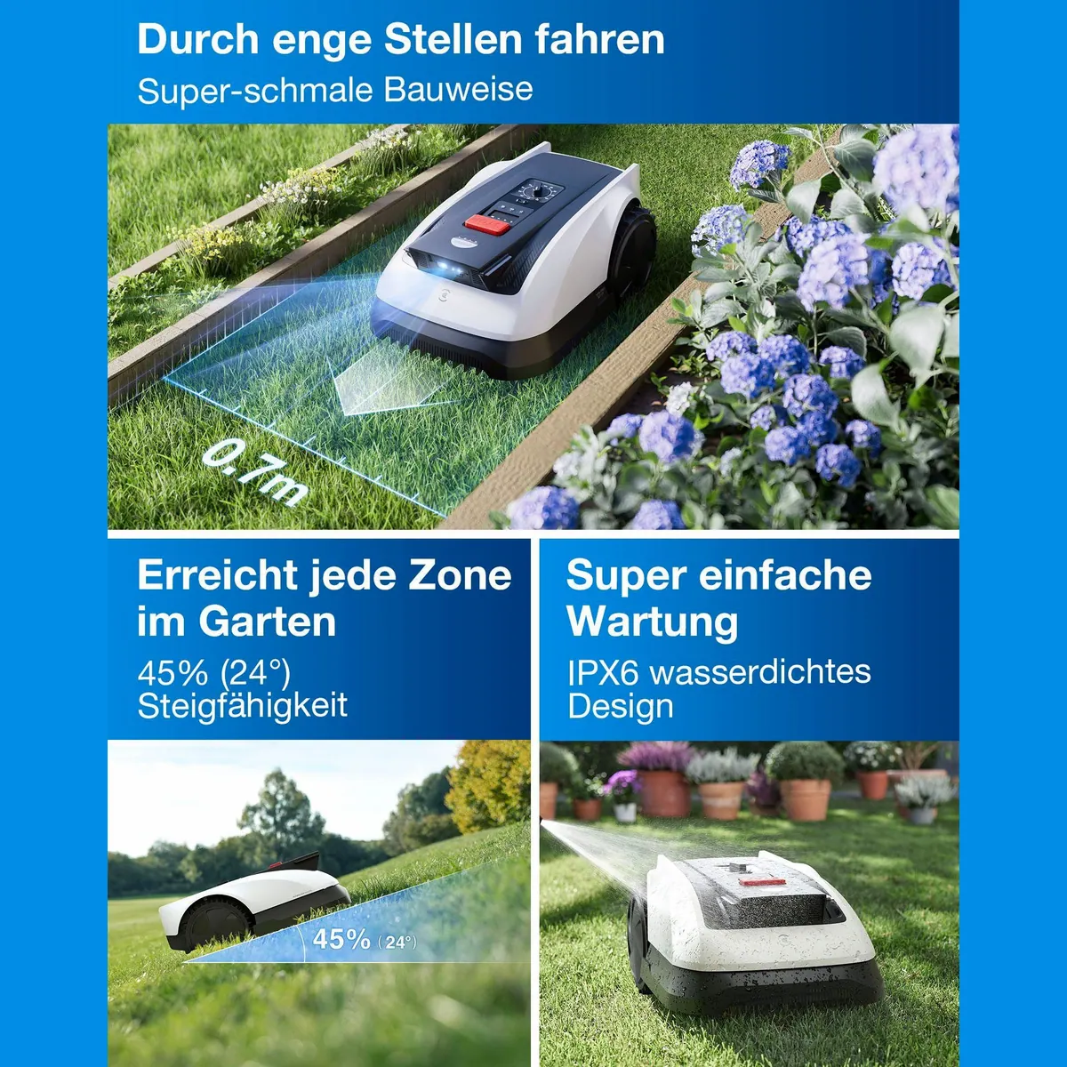 ECOVACS GOAT O800 RTK Rasenmähroboter, präzise LiDAR-Navigation, App-Steuerung, für bis zu 800 m² 4