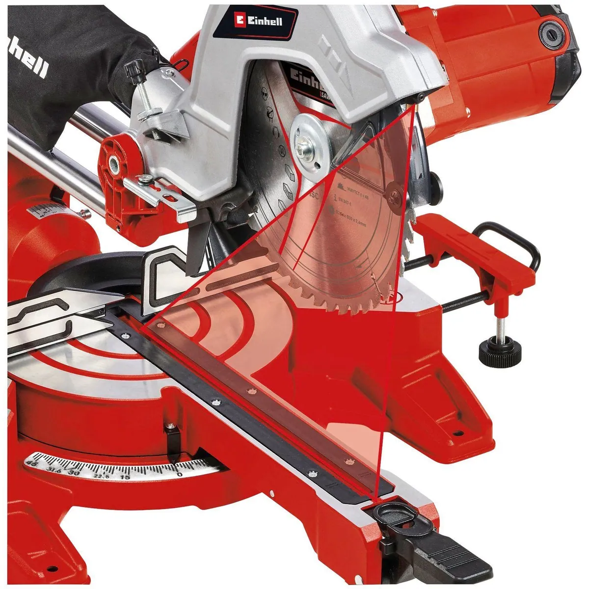 Einhell TC-SM 254 Kapp- und Gehrungssäge, 1800 W, Tischverlängerungen für präzise Schnitte 2