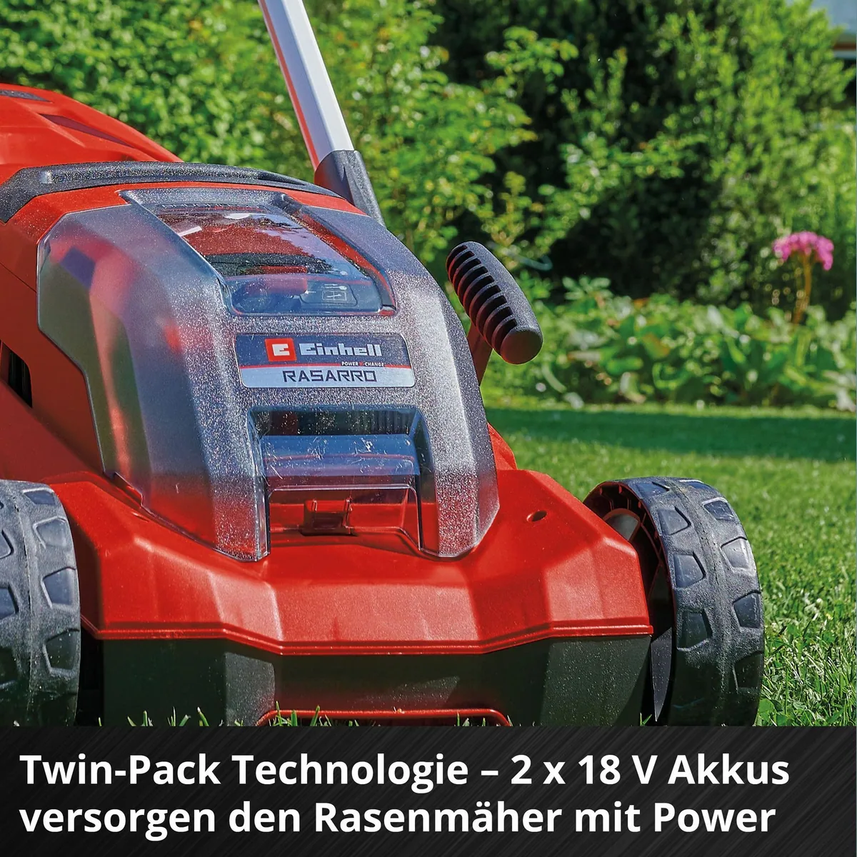 Einhell RASARRO 36/38 Akku-Rasenmäher, kraftvoll und kabellos, 2x4 Ah Akkus 4