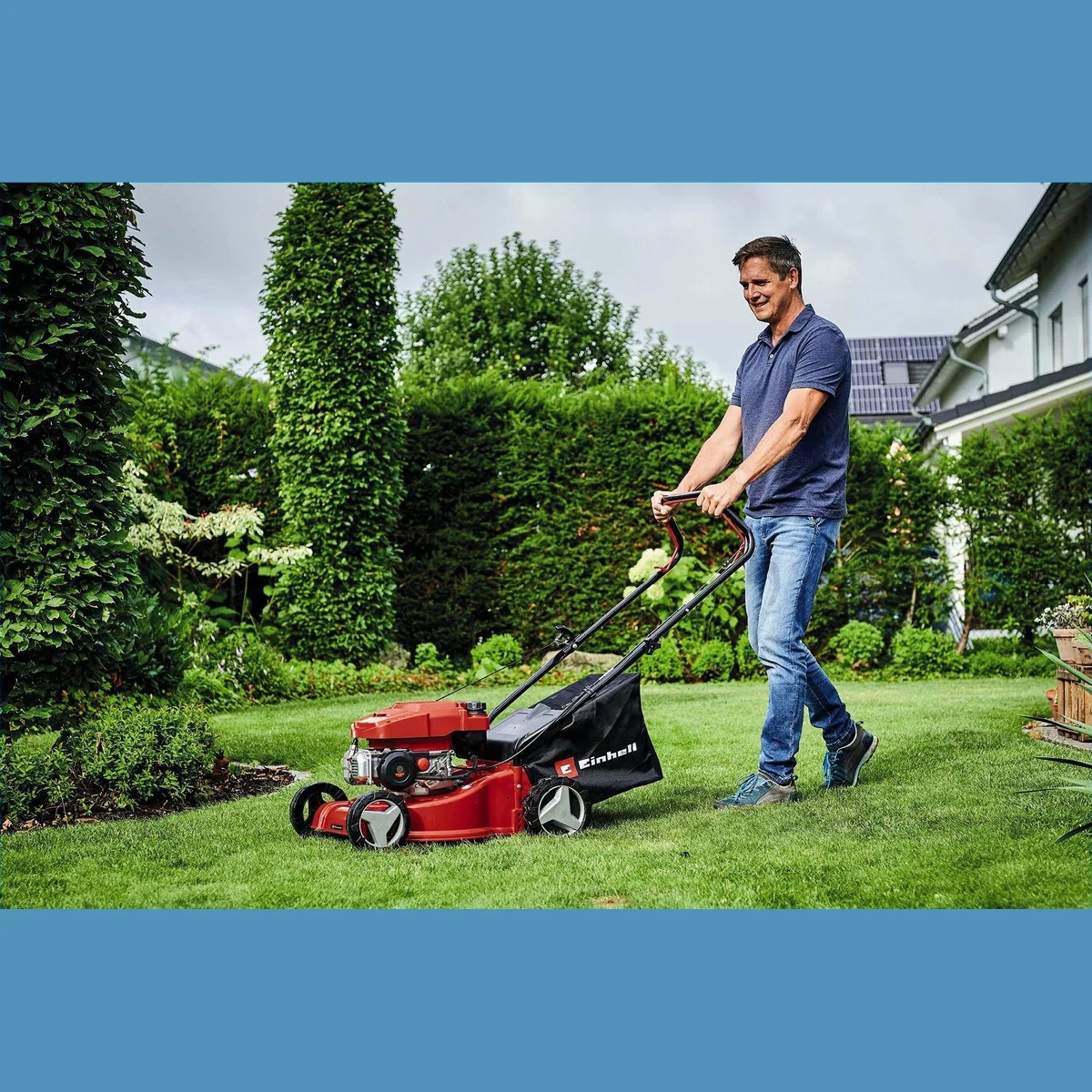 Einhell GC-PM 40/2 Benzinrasenmäher, 40 cm Schnittbreite, klappbarer Führungsholm 2