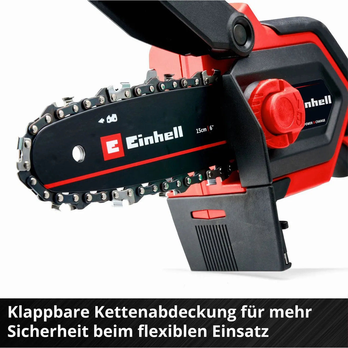 Einhell GE-PS 18/15 Li BL-Solo, Akku-Kettensäge mit bürstenlosem Motor — 15,8 cm Schwertlänge, geringere Vibrationen, werkzeugloser Kettenwechsel 4