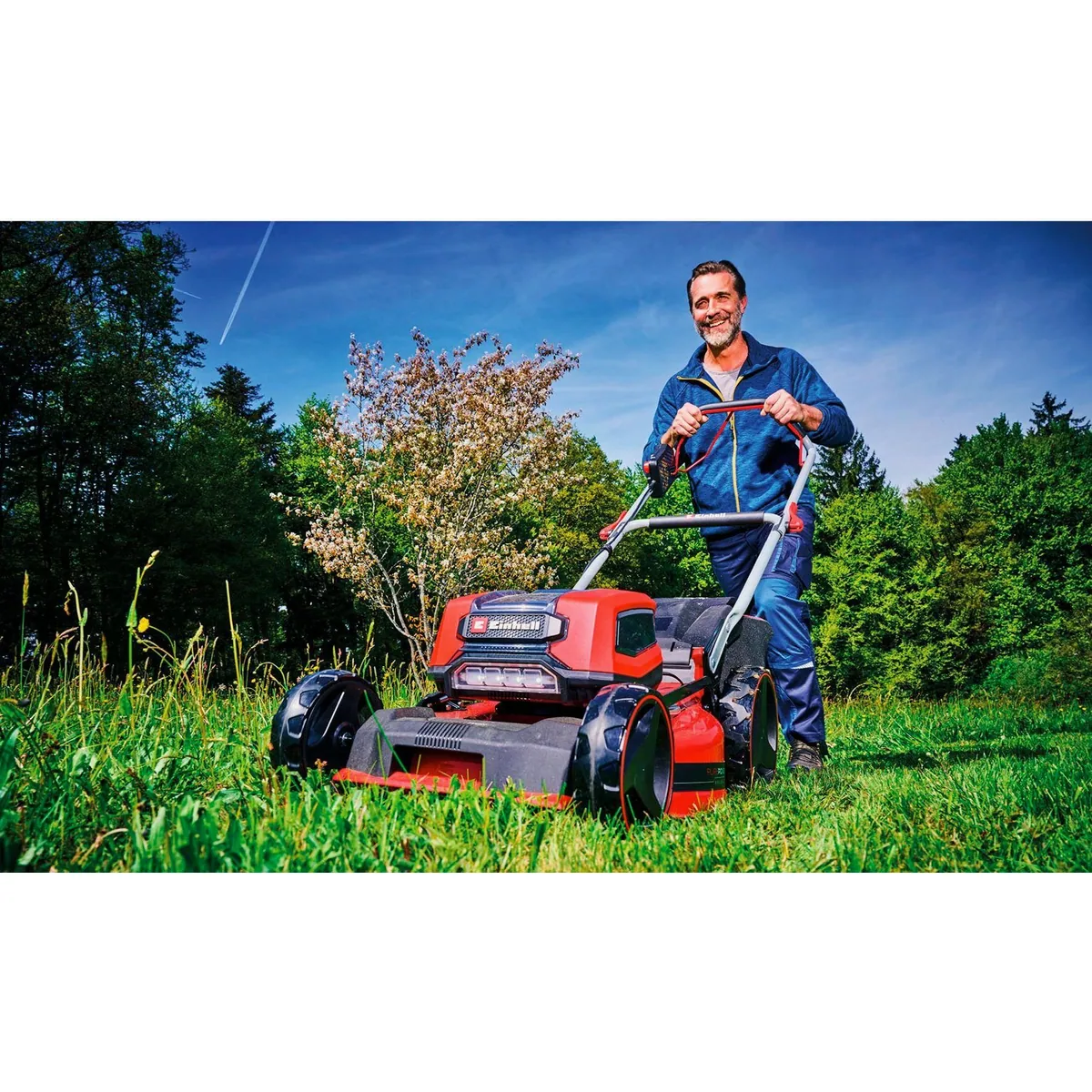 Einhell GP-CM 36/47 S Li BL, 47 cm Schnittbreite, 4x 4,0 Ah Akku, 2 Twincharger 2