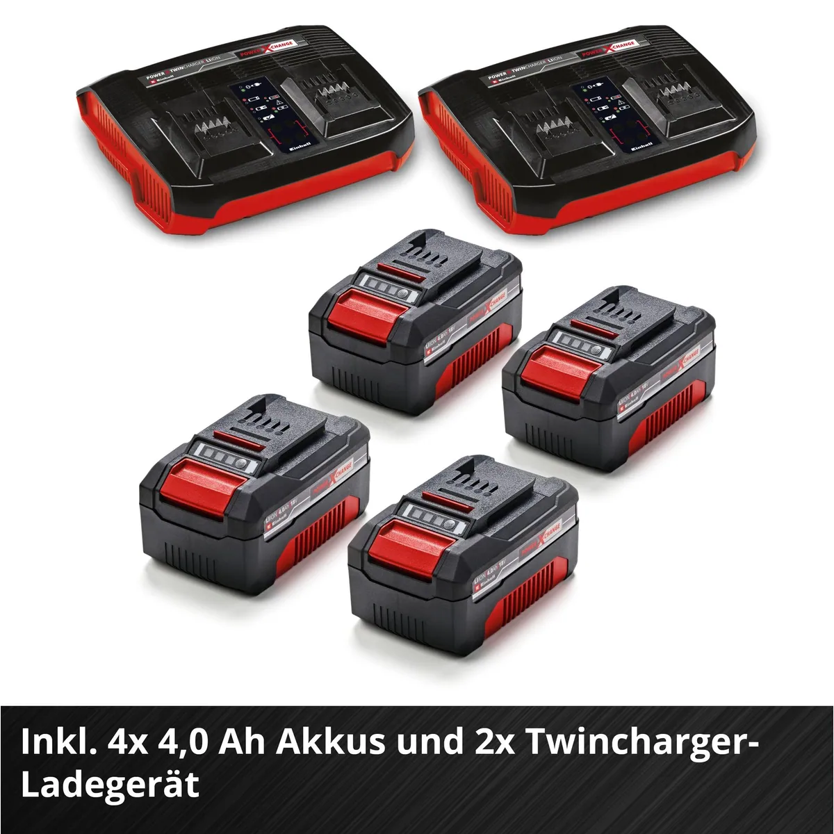 Einhell GP-CM 36/47 S Li BL, 47 cm Schnittbreite, 4x 4,0 Ah Akku, 2 Twincharger 3