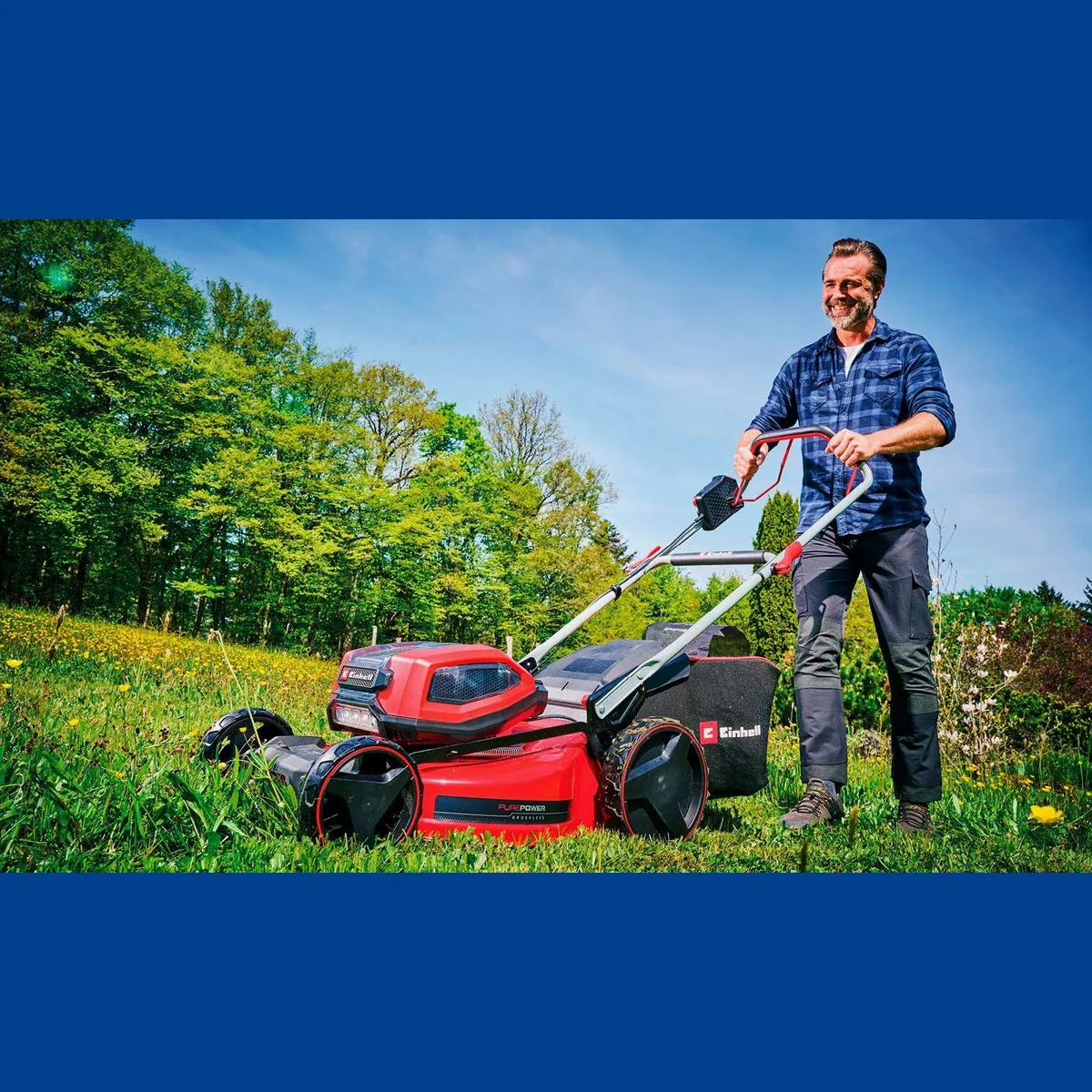 Einhell GP-CM 36/52 S Li BL Akku-Rasenmäher, 52 cm Schnittbreite, 4x5,2 Ah Akkus & 2 Twincharger 2