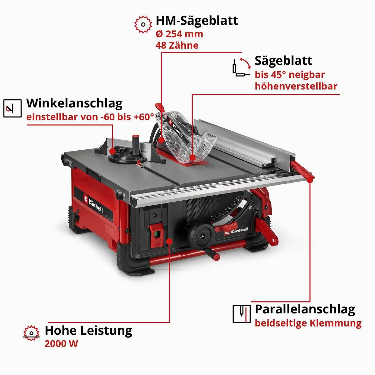 Einhell TE-TS 10 T Tischkreissäge, präzise Schnitte, schwenkbares Sägeblatt, kompakte Bauweise 3