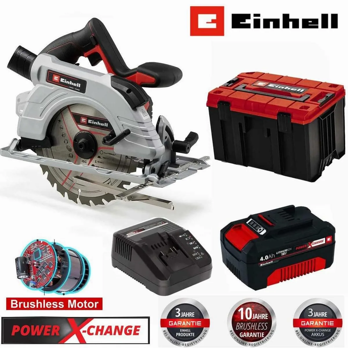 Einhell TP-CS 18/190 Li BL Akku-Handkreissäge, leistungsstarker Brushless-Motor, werkzeuglose Einstellung 2