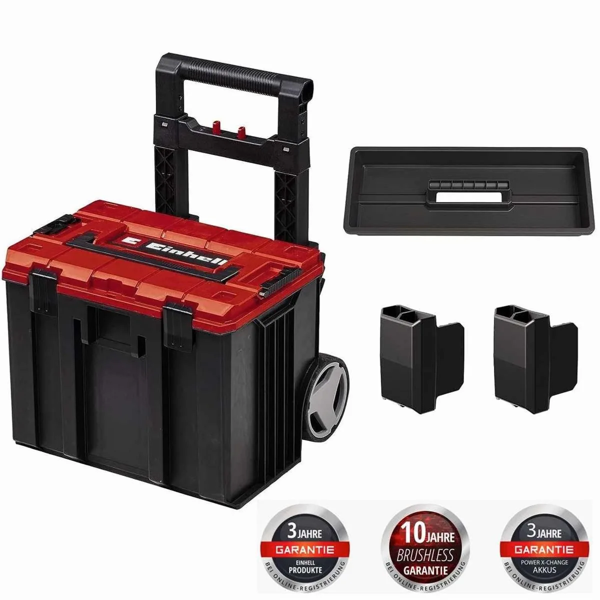 Einhell E-Case L Systemkoffer, hohe Belastbarkeit, spritzwassergeschützt, mobil mit Trolley-Funktion 3