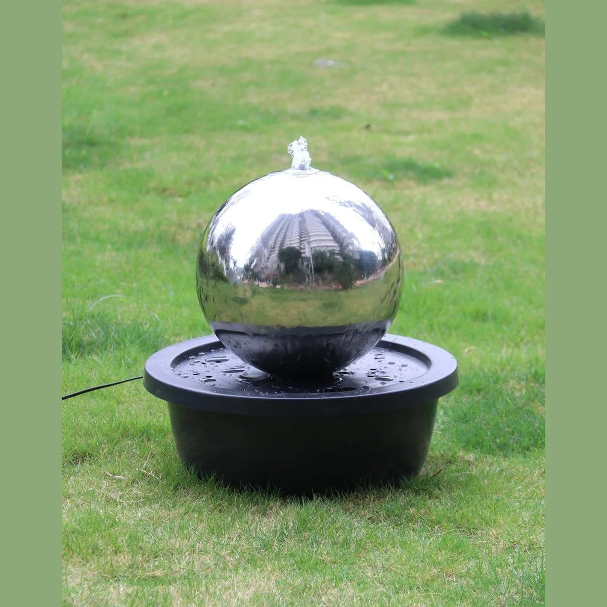 ELLUG Gartenbrunnen, Edelstahl-Kugel, LED-Beleuchtung, Outdoor geeignet 3