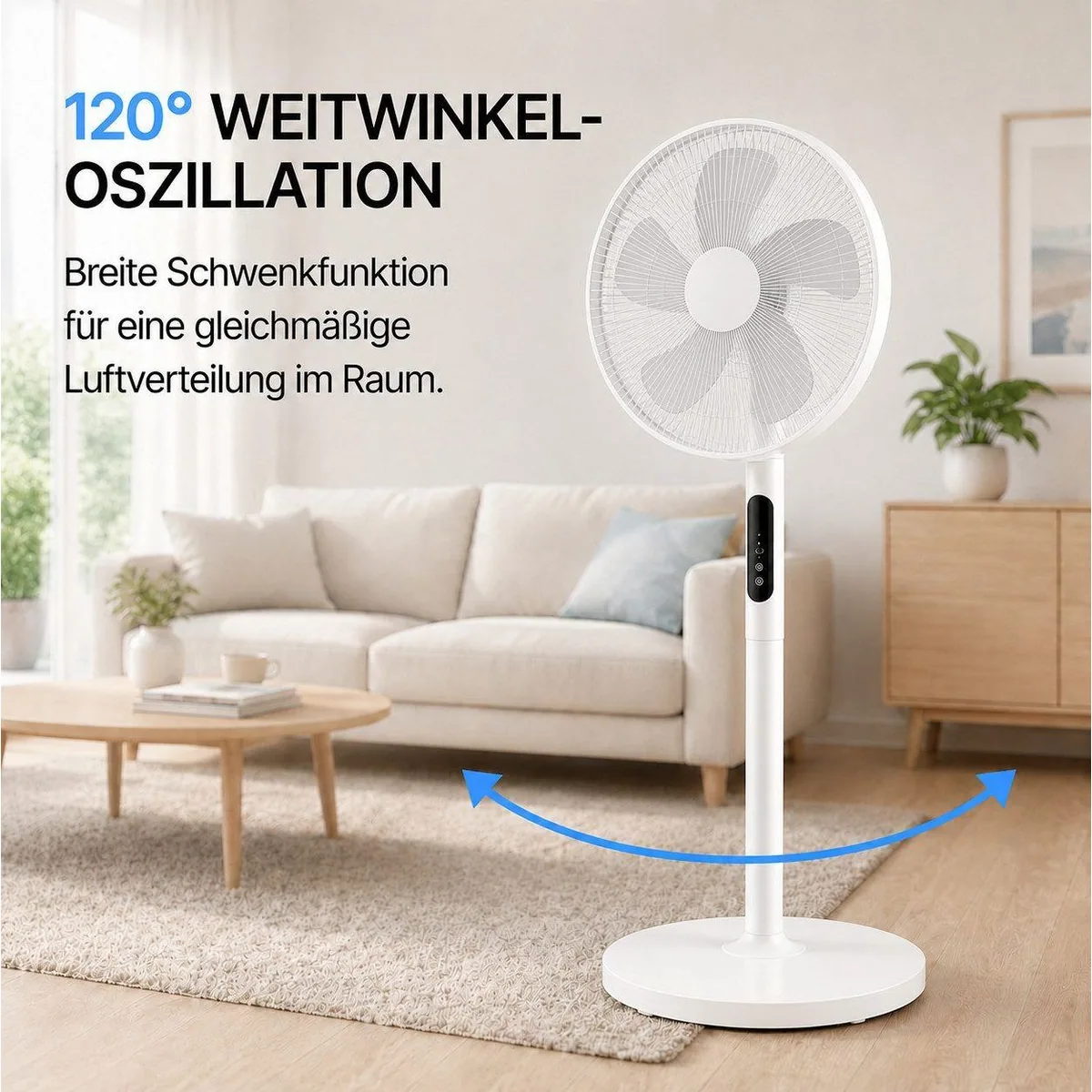 Ertex Standventilator, 50 W, 120° Oszillation, Fernbedienung 4