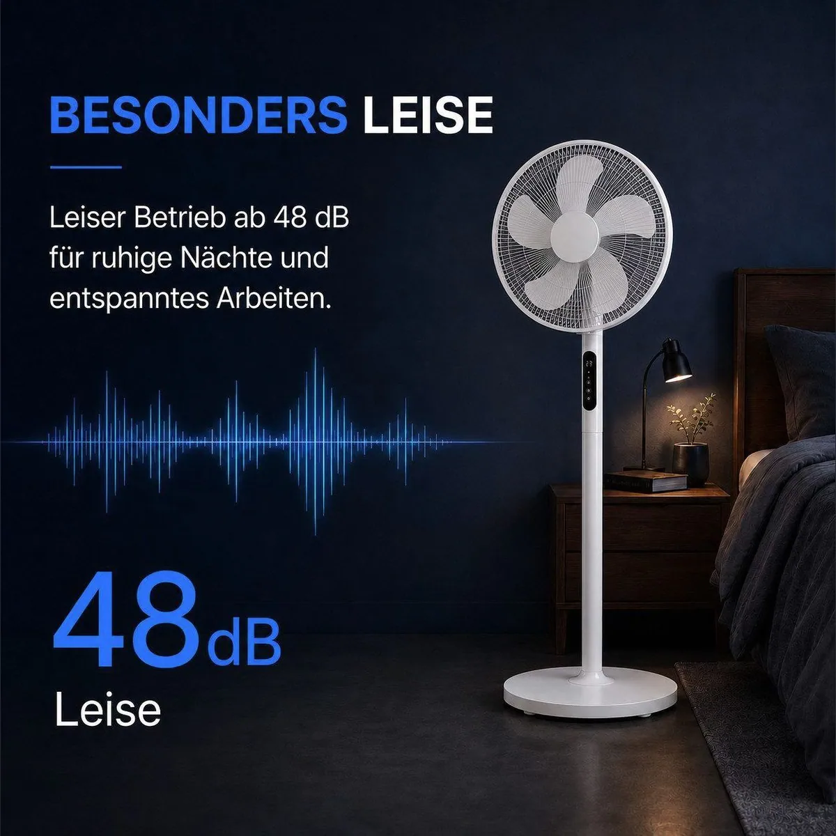 Ertex Standventilator, 50 W, 120° Oszillation, Fernbedienung 5