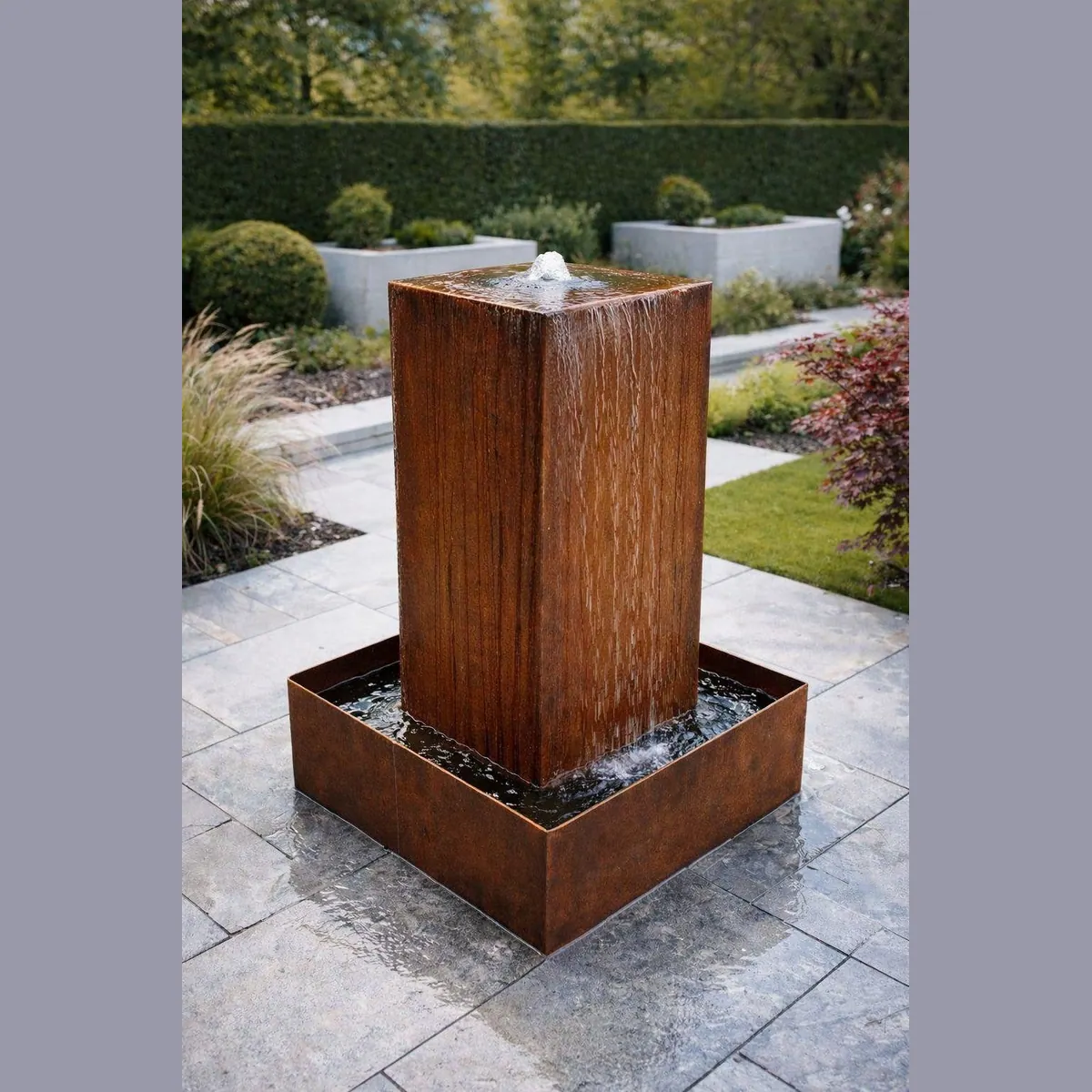 ESTEXO Gartenbrunnen Cortenstahl, elegantes Design, langlebig, einfache Installation