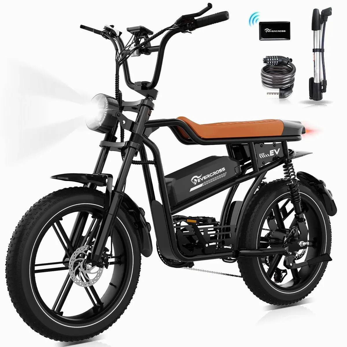 EVERCROSS TECH E-Bike 20” x 4,0, hohe Reichweite, abnehmbare Batterie, robustes Design