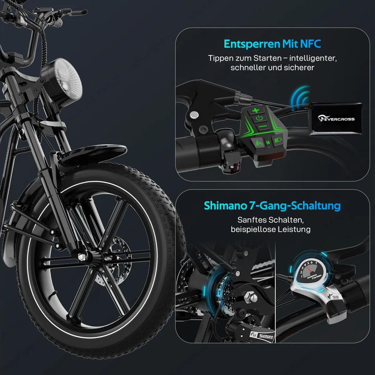 EVERCROSS TECH E-Bike 20” x 4,0, hohe Reichweite, abnehmbare Batterie, robustes Design 2
