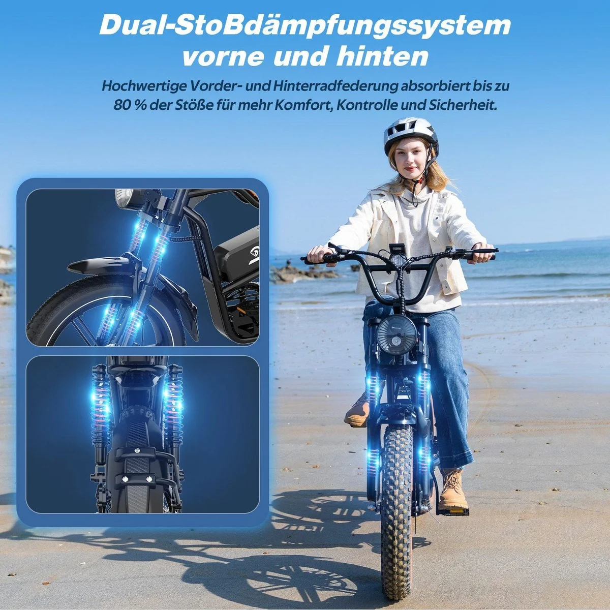 EVERCROSS TECH E-Bike 20” x 4,0, hohe Reichweite, abnehmbare Batterie, robustes Design 3