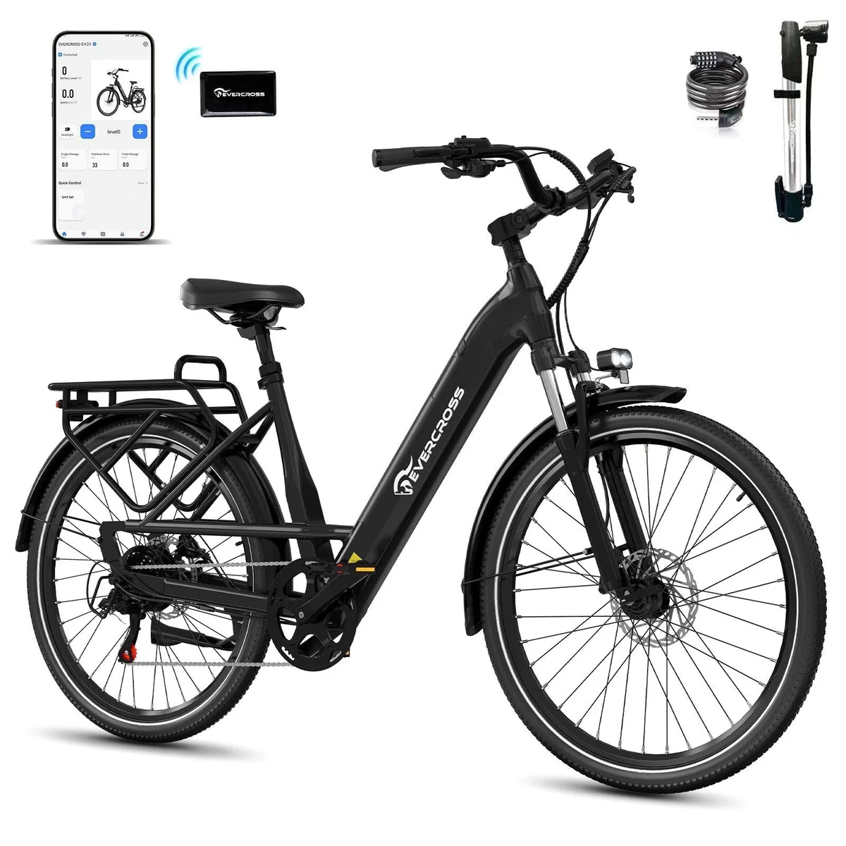 EVERCROSS TECH EK25 E-Bike, 100 km Reichweite, 7-Gang Shimano, Drehmomentsensor