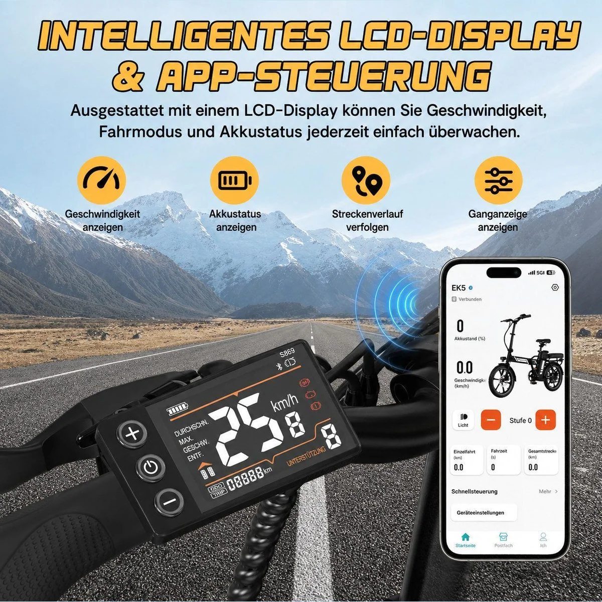 EVERCROSS TECH EK5 E-Bike, 36V 13Ah Akku, 250W Motor, faltbar, bis 60 km Reichweite 5