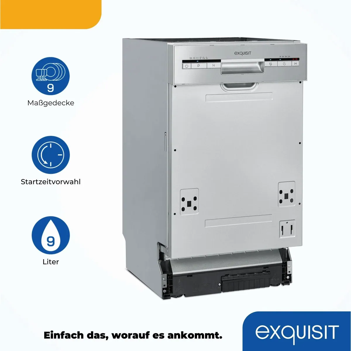 exquisit EGSP1009-EB-030E Geschirrspüler, 9 Maßgedecke, kompakt für kleine Nischen 3