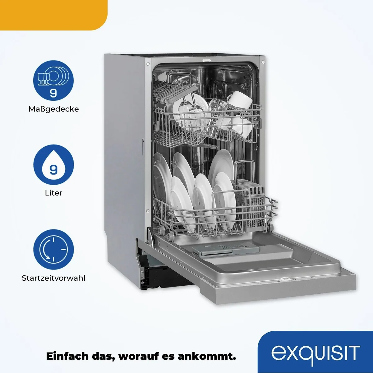 exquisit EGSP2109-EB-030E Geschirrspüler, 9 Maßgedecke, kompakt und teilintegrierbar 3