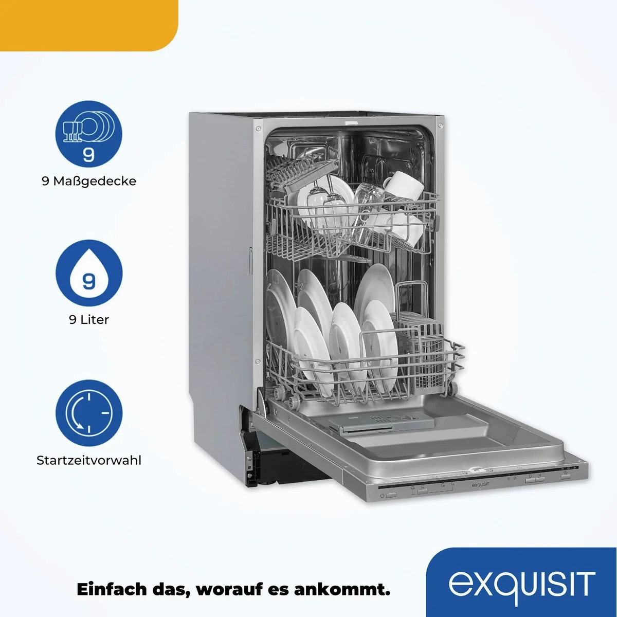 exquisit EGSP1009-E Geschirrspüler, 9 l, 9 Maßgedecke, kompakt für kleine Haushalte 3